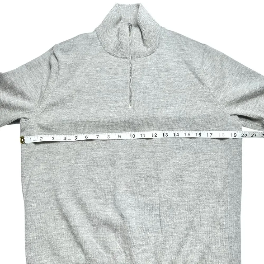 J. Crew | Men | 100% Merino Wool Gray Quarter Zip Pullover Sweater | Large